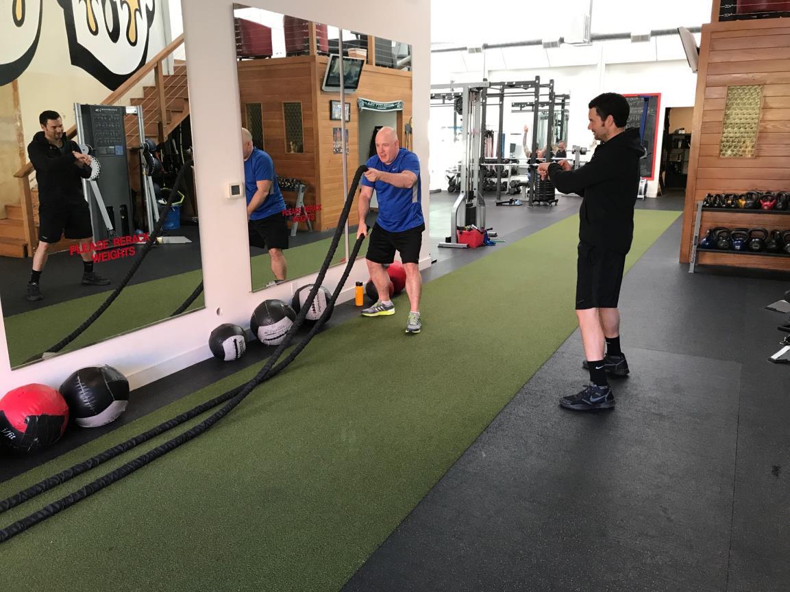 Client doing weight loss conditioning