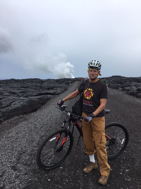 Bruce biking up Haleakala volcano, Hawaii.